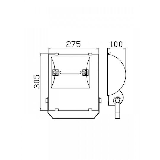 DIL Επιτοίχιος Εξωτερικός Προβολέας Rx7s IP65