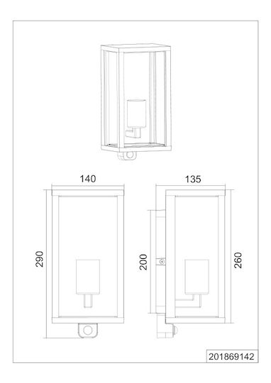 Trio Lighting Wall-Mounted Outdoor Ceiling Light E27 IP44 14x13.5x29εκ.