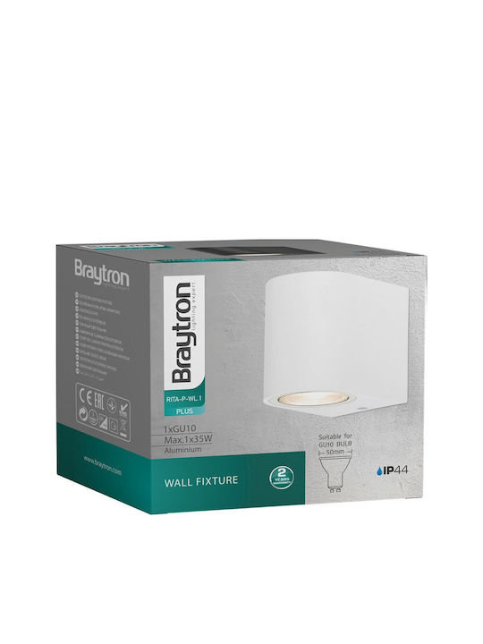 Braytron Επιτοίχιο Εξωτερικό Σποτ GU10 IP44 8.1x6.8x9.2εκ.