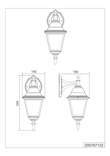 Trio Lighting Wandmontierte Außen-Laterne E27 IP44 14x19x34εκ.