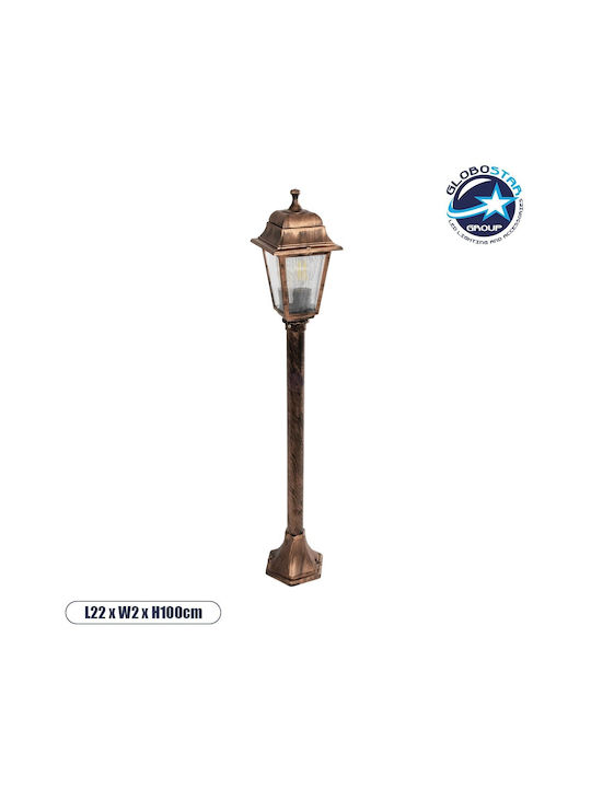 GloboStar Solme Outdoor Floor Lamp Small Post IP44 for E27 Copper