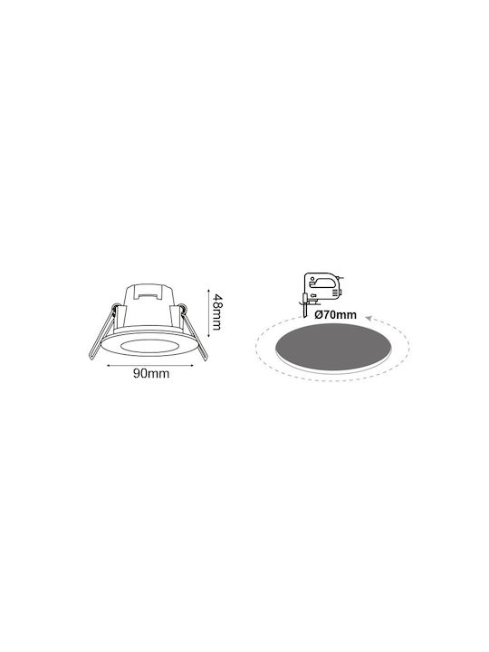 Aca Waterproof Outdoor Ceiling Spot with Integrated LED 5W in White Color VERA540RWN