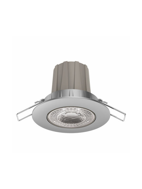 Elvhx Round Metallic Recessed Spot with Integrated LED and Warm White Light Silver 8x8cm. 1pcs