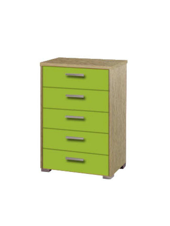 Kids Chest of Drawers Oak/Lahani with 5 Drawers 63x46x90cm