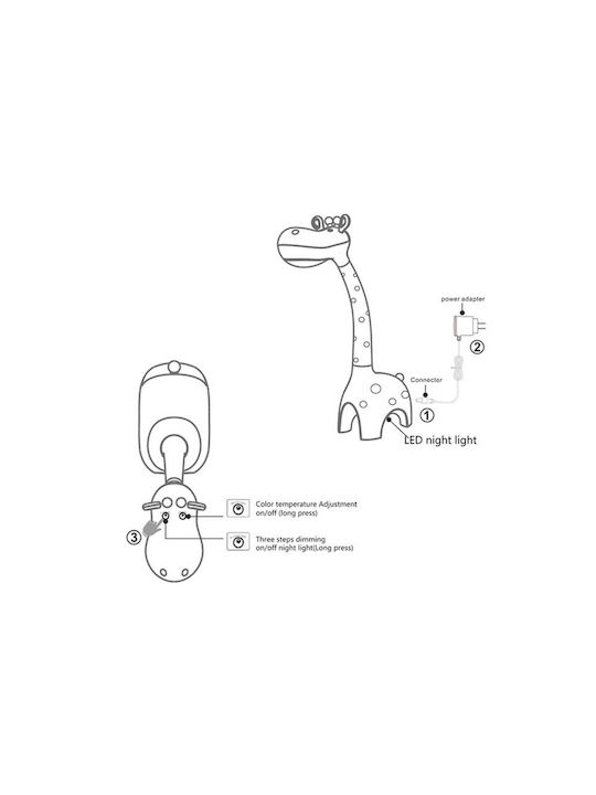 Com Led Kids Desk Lamp Giraffe Orange 9x16x40εκ.