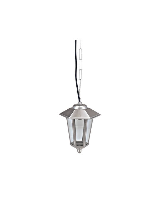 VK Lighting Κρεμαστό Φωτιστικό Οροφής Εξωτερικού Χώρου E27 σε Ασημί Χρώμα 75169-153997