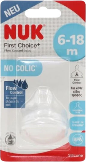 Nuk First Choice+ Silicone Baby Bottle Teat Adjustable Flow for 6+ months