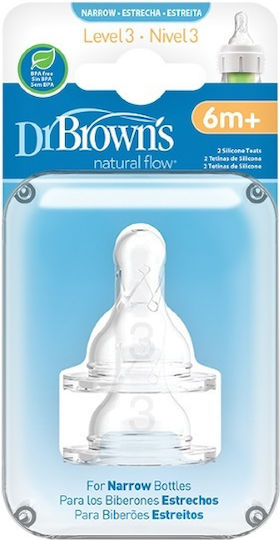 Dr. Brown's Silicone Baby Bottle Teats Medium Flow for 6+ months 2pcs