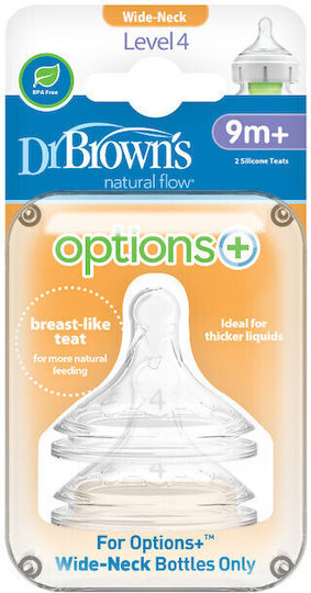 Dr. Brown's Silicone Bottle Teats Normal Flow for 9+ Months 2 Pieces