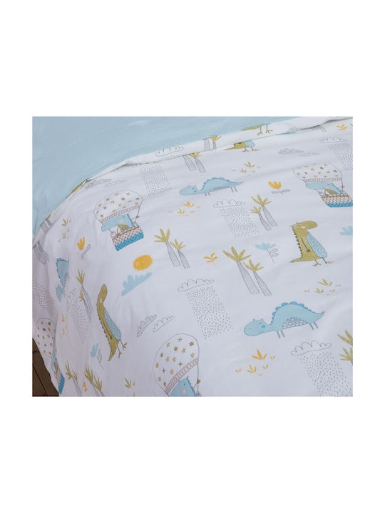 Nef-Nef Homeware Dino Dragon Time Set Kids Duvet Cover Single with Pillowcase Cotton Dino Dragon Time 160x240cm