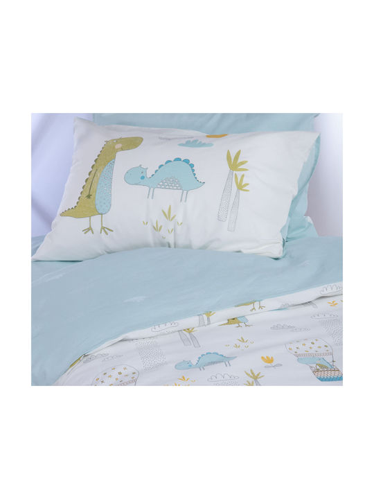 Nef-Nef Homeware Dino Dragon Time Set Kids Duvet Cover Single with Pillowcase Cotton Dino Dragon Time 160x240cm