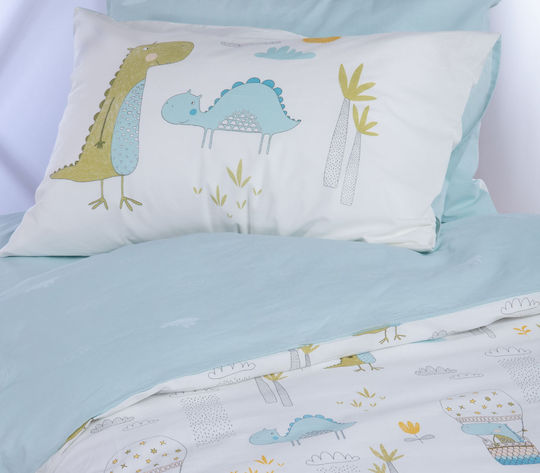 Nef-Nef Homeware Dino Dragon Time Set Kids Duvet Cover Single with Pillowcase Cotton Dino Dragon Time 160x240cm