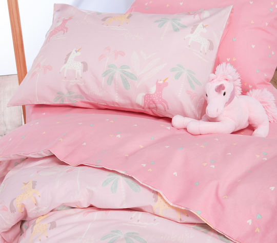 Nef-Nef Homeware Unicorn Forever Set Kids Duvet Cover Single with Pillowcase Cotton Unicorn Forever 160x240cm