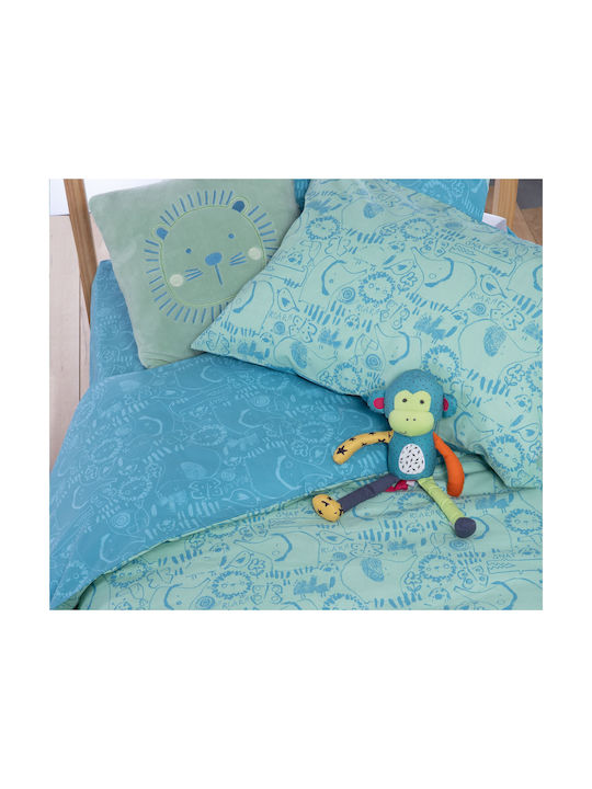 Nef-Nef Homeware Jungle Set Kids Duvet Cover Single with Pillowcase Cotton Jungle 160x240cm