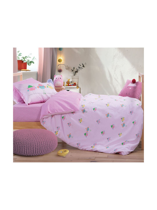 Nef-Nef Homeware Tweet So Sweet Lovely Set Kids Duvet Cover Single with Pillowcase Cotton So Sweet 160x240cm