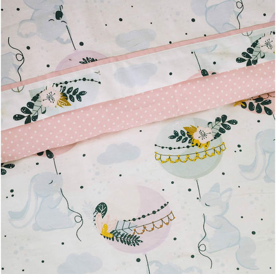 Das Home Rabbit Ballon Set Kids Duvet Cover Single with Pillowcase Cotton Light Blue, Mint, Pink 160x240cm
