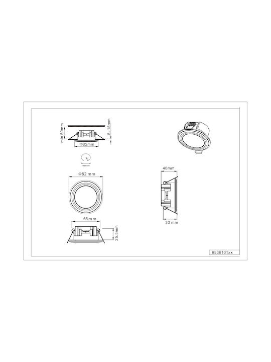 Trio Lighting Rund Kunststoff Einbau Spot mit integriertem LED und Warmweißes Licht Schwarz 4x4cm. 1Stück