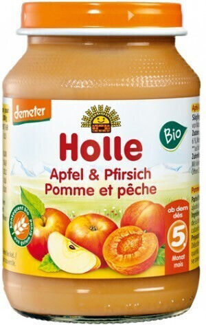 Holle Fruit puree Apple & Peach with Flavor Apple & Peach No Added Sugar 190gr for 5+ Months