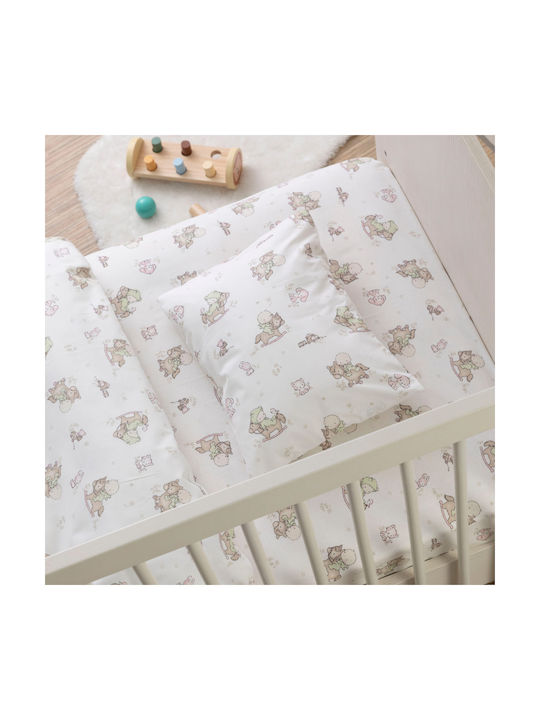 Borea Rocking Horse Baby Sheets Set Crib Cotton Mint Green Turquoise 120x160cm 2pcs