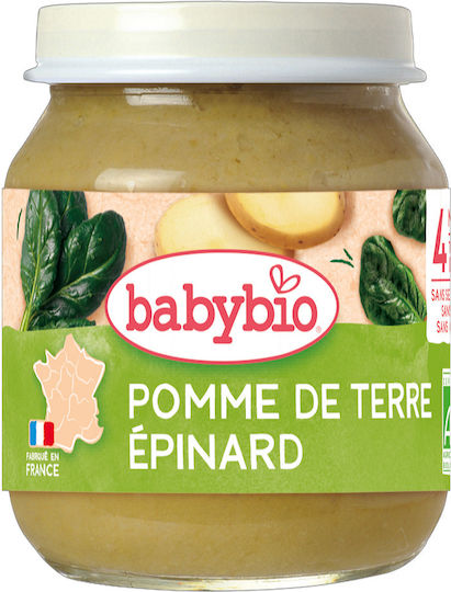 Babybio Πουρές Φρούτων-Λαχανικών με Γεύση Πατάτες & Σπανάκι 130gr για 4+ Μηνών