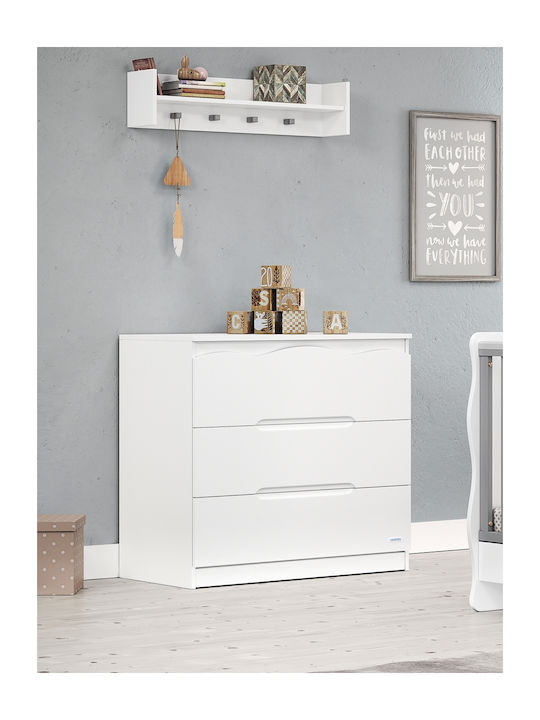 Winnie Baby Dresser with 3 Drawers White 94x51x88cm