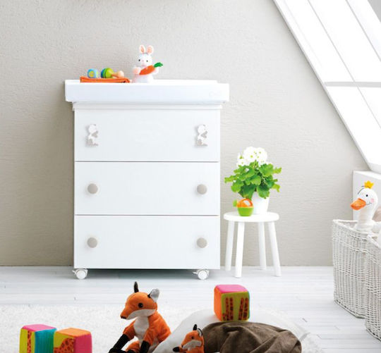 Baby Kommode mit 3 Schubladen Weiß 76x45x90cm