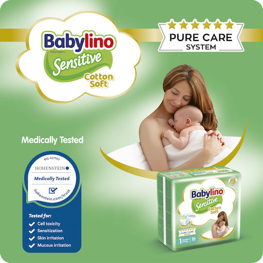 Babylino Πάνες με Αυτοκόλλητο Sensitive Cotton Soft Monthly Pack No. 1 για 2-5kg 136τμχ
