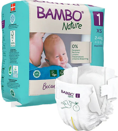 Bambo Nature Πάνες με Αυτοκόλλητο No. 1 για 2-4kg 22τμχ