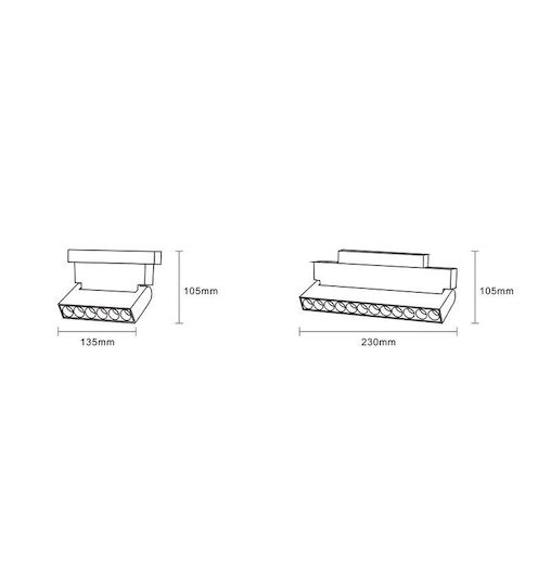 Interlight Commercial Linear LED Ceiling Light Natural White IP20 L13.5xD10.5cm