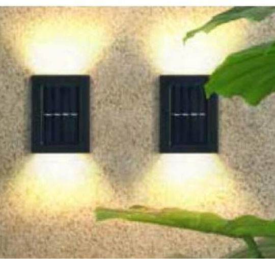Fos me Set of 4 Wall Solar Lights with Warm White Light 3000K 7.4cmx3cmx10cmcm