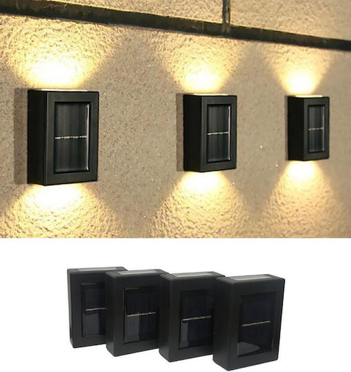 Fos me Set of 4 Wall Solar Lights with Warm White Light 3000K 7.4cmx3cmx10cmcm