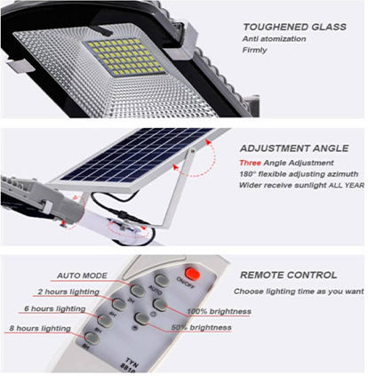 Factory Street Solar Light 120W 10000lm Cold White 6500K with Remote Control IP67 58cmx36cmcm