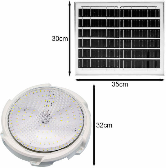 Jortan Hanging Solar Light 200W 1000lm Cold White 6000K with Photocell and Remote Control IP44 35cmx35cmcm