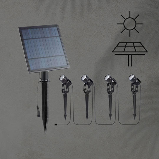 Eurolamp Set of 4 Stake Solar Lights 1.5W 200lm with Natural White Light 4000K IP44