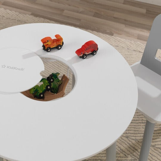 Round Storage Table Kids Table and Chairs Set made of Plastic Gray Kidkraft