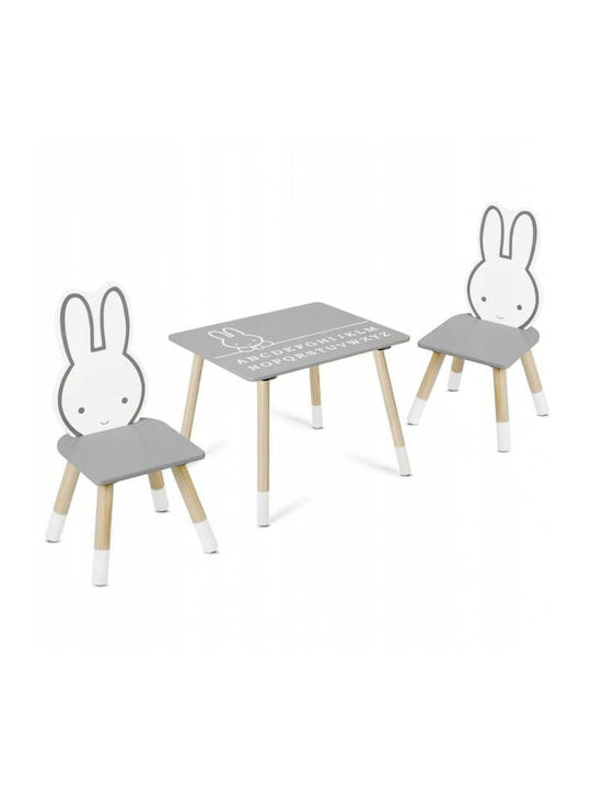 Kids Table and Chairs Set made of Wood Gray Ricokids