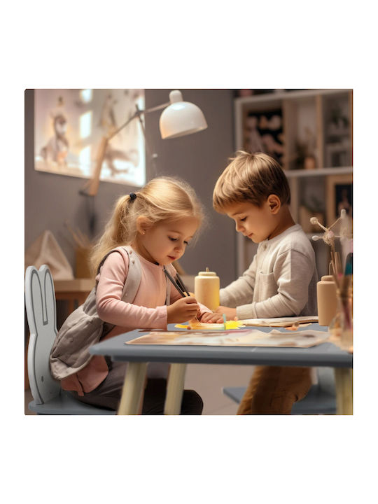 Kids Table and Chairs Set made of Wood Gray Ricokids