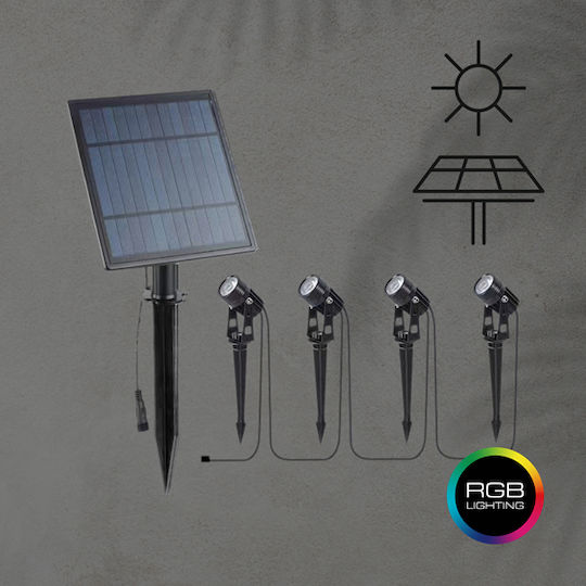 Eurolamp Σετ 4 Καρφωτά Ηλιακά Φωτιστικά 1.5W 240lm 4000K IP44