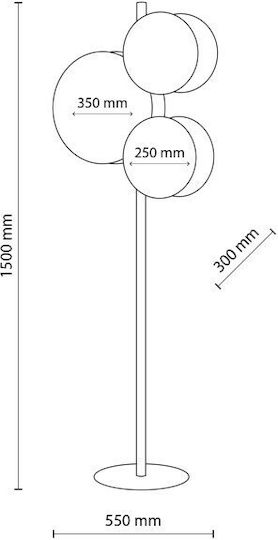 TK Lighting Pulse Floor Lamp H150xW55cm. with Socket for Bulb E27 Brown