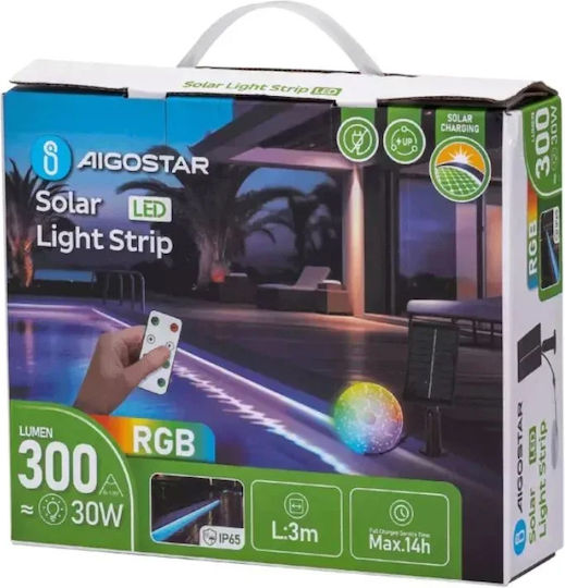 Aigostar Solar Light 30W 300lm RGB with Photocell and Remote Control IP65