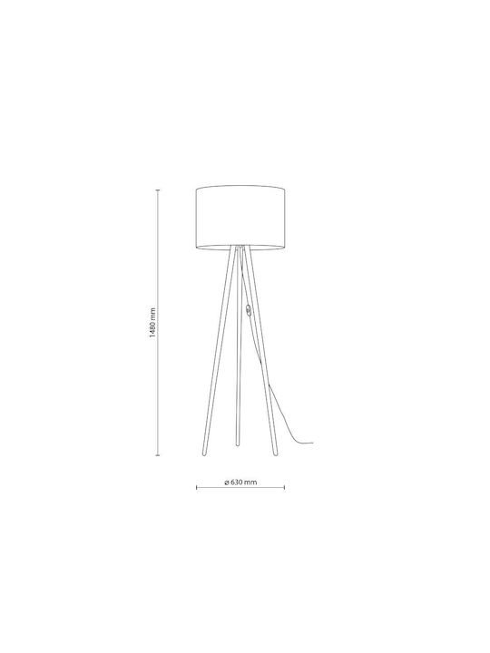 TK Lighting Tokyo Vintage Floor Lamp H146xW63cm. with Socket for Bulb E27 Brown