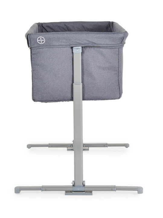 Moni Cradle with Mattress, Side Opening, and Wheels Gray