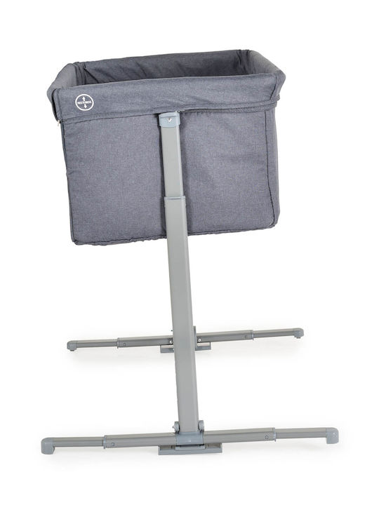 Moni Cradle with Mattress, Side Opening, and Wheels Gray