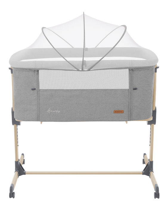 Kikka Boo Cradle Amaris with Mattress, Side Opening, and Wheels Gray