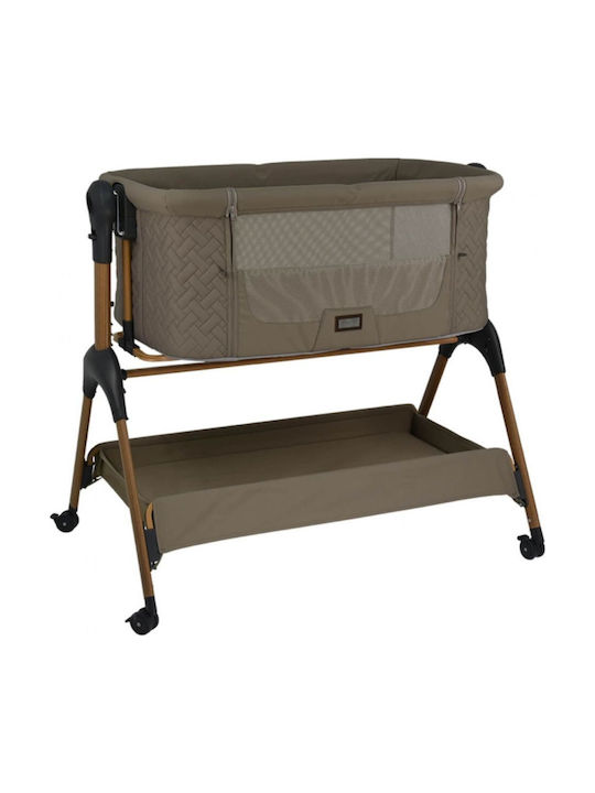 Bebe Stars Cradle with Mattress, Side Opening, and Wheels Beige