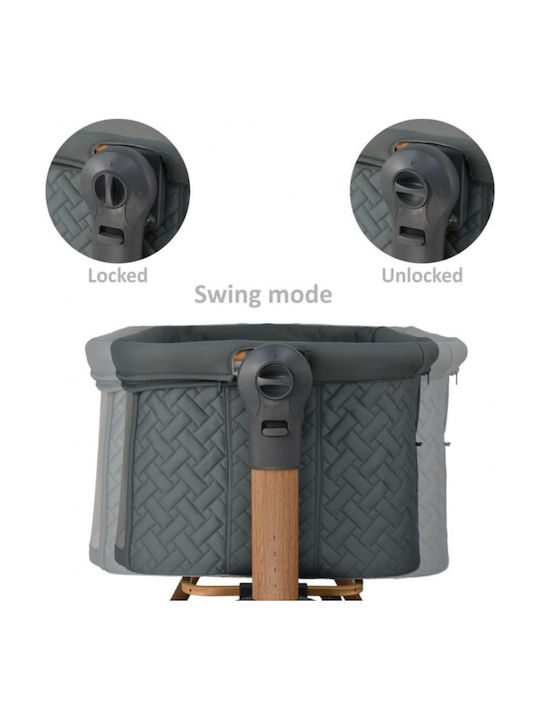 Bebe Stars Cradle with Mattress, Side Opening, and Wheels Gray