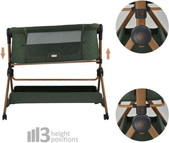 Bebe Stars Cradle with Mattress, Side Opening, and Wheels Green