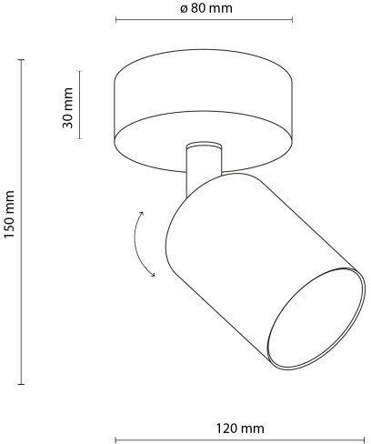 TK Lighting Single Spot with Socket GU10 in Black Color