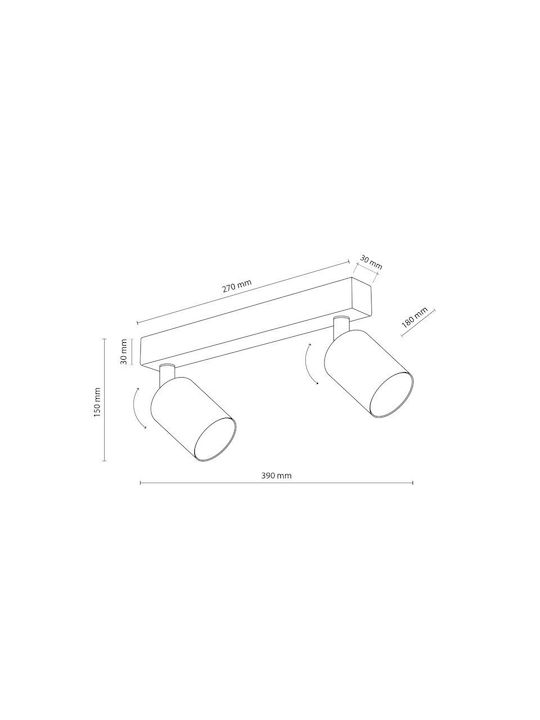 TK Lighting Διπλό Σποτ με Ντουί GU10 σε Μαύρο Χρώμα