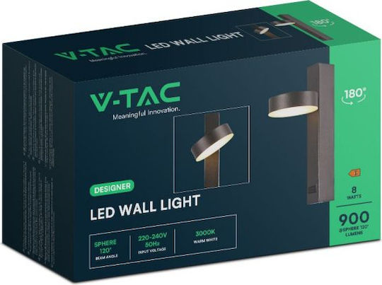V-TAC Μονό LED Θερμό Λευκό Σποτ σε Μαύρο Χρώμα